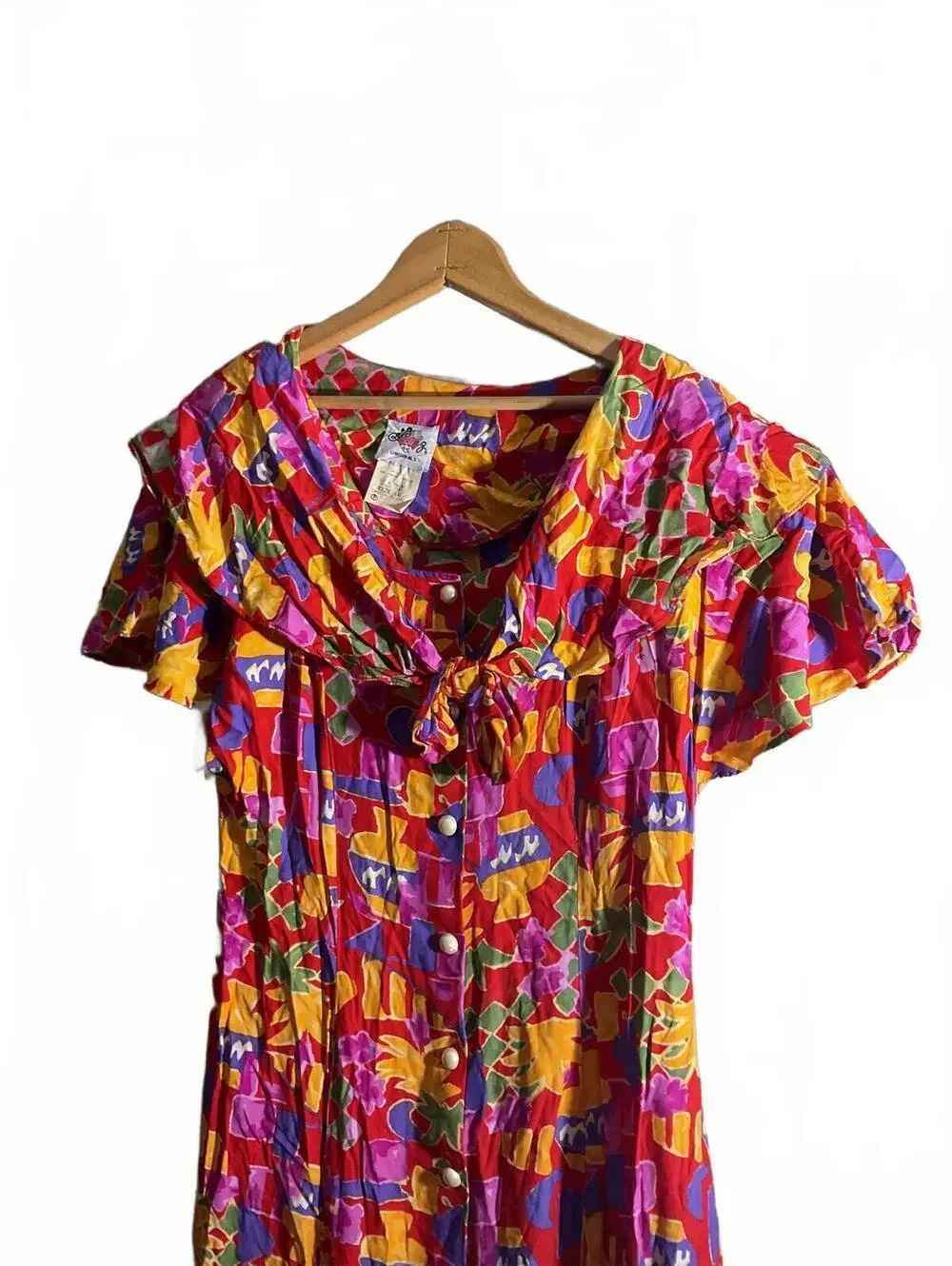 Vintage Lanz Originals Colorful Floral Button-Front Midi Dress Sz. 16
